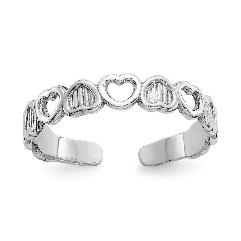 Timeless Elegance, Temporary Discounts – Act Fast Open and Textured Hearts Toe Ring in 14 Karat White Gold Timeless Elegance, Temporary Discounts – Act Fast Open and Textured Hearts Toe Ring in 14 Karat White Gold
