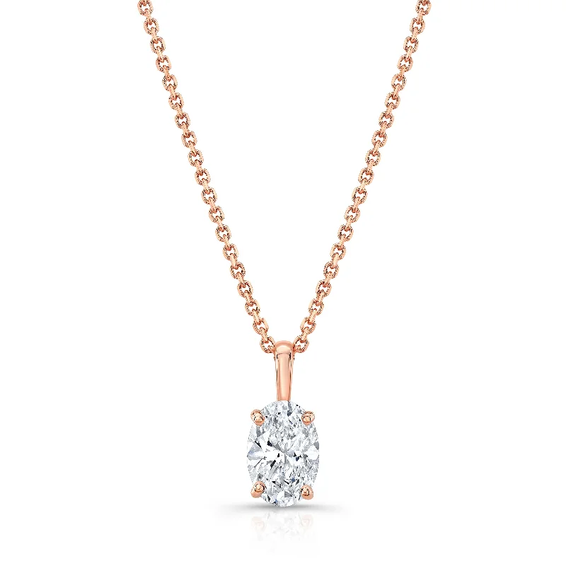 Timeless Jewelry, Timeless Savings – Don't Wait Oval Diamond Solitaire Pendant In A 14k Rose Gold Fleur De Lis Setting, 3.85ct. T.w. (hi, Si1-si2) Timeless Jewelry, Timeless Savings – Don't Wait Oval Diamond Solitaire Pendant In A 14k Rose Gold Fleur De Lis Setting, 3.85ct. T.w. (hi, Si1-si2)