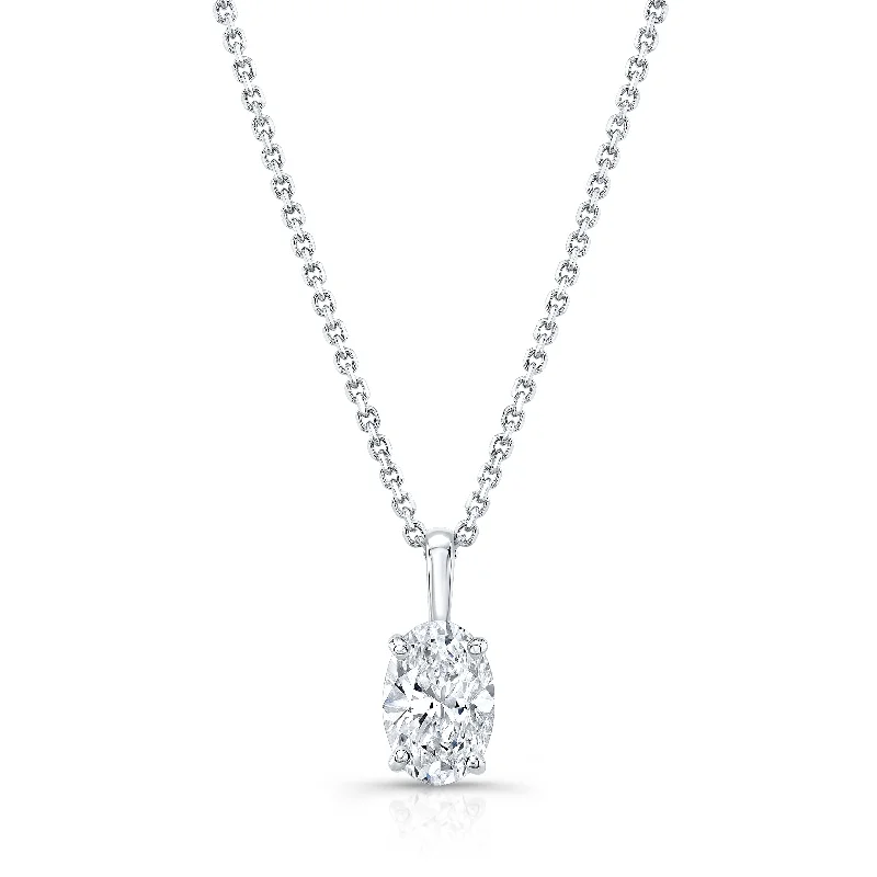 Chic And Stylish Jewelry At Discounted Prices Oval Diamond Solitaire Pendant In A 14k White Gold Fleur De Lis Setting, 3.85ct. T.w. (hi, Si1-si2) Chic And Stylish Jewelry At Discounted Prices Oval Diamond Solitaire Pendant In A 14k White Gold Fleur De Lis Setting, 3.85ct. T.w. (hi, Si1-si2)