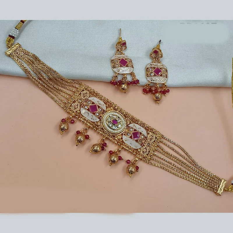 Fine Jewelry, Limited-Time Offers Available Padmawati Bangles Gold Plated Pota Stone Meenakari Choker Necklace Set Fine Jewelry, Limited-Time Offers Available Padmawati Bangles Gold Plated Pota Stone Meenakari Choker Necklace Set