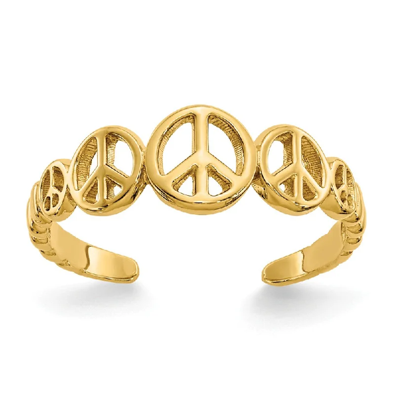 Seasonal Jewelry Deals – Elevate Your Style Peace Sign Toe Ring in 14 Karat Gold