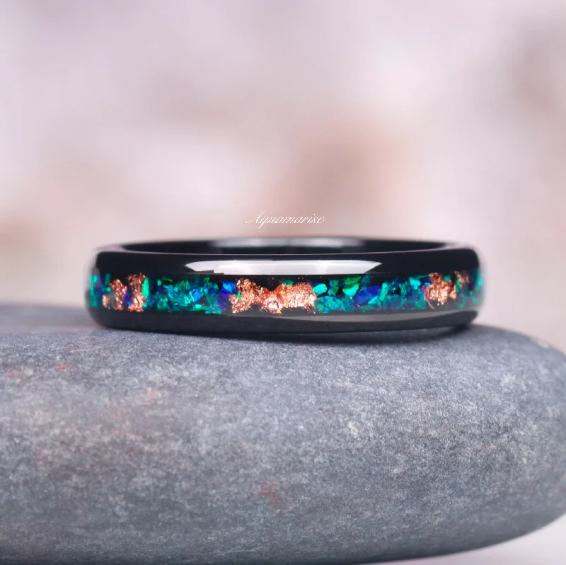 Handcrafted Jewelry Sale – Unique Designs At Low Prices Peacock Fire Opal Wedding Band- 4MM His/ Hers Black Tungsten Wedding Ring Handcrafted Jewelry Sale – Unique Designs At Low Prices Peacock Fire Opal Wedding Band- 4MM His/ Hers Black Tungsten Wedding Ring