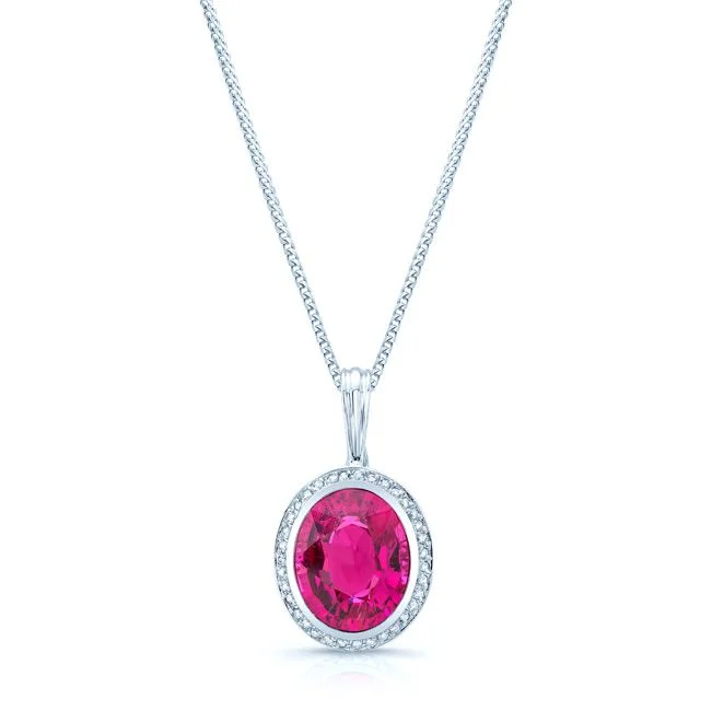 The Ultimate Jewelry Sale – Exclusive Styles At Great Prices Pink Tourmaline And Diamond Oval Bezel-set Pendant In 14k White Gold (14x12mm) The Ultimate Jewelry Sale – Exclusive Styles At Great Prices Pink Tourmaline And Diamond Oval Bezel-set Pendant In 14k White Gold (14x12mm)