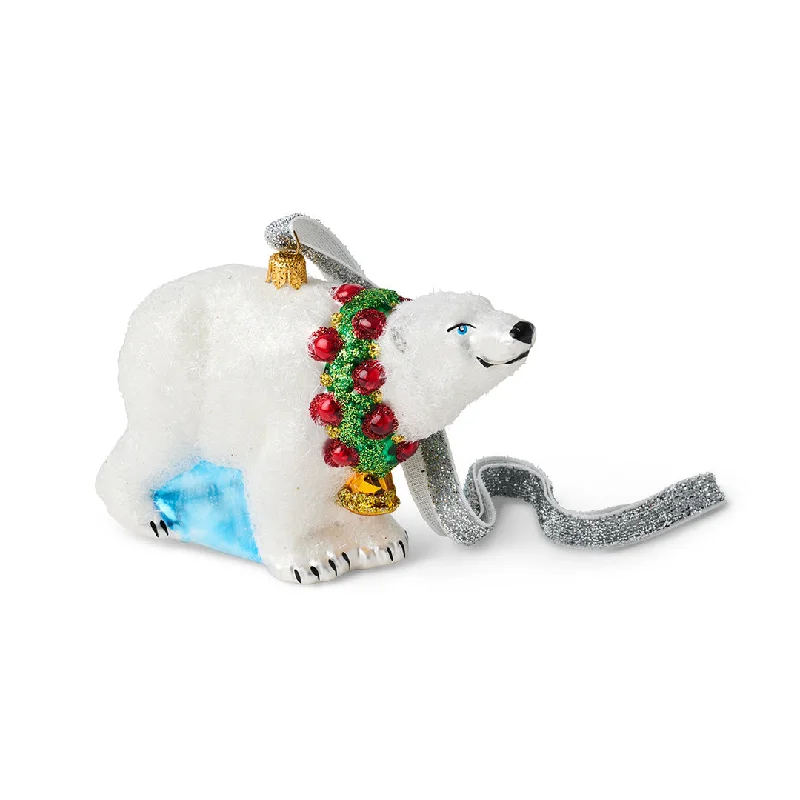 Discounted Jewelry For A Glamorous Look Polar Bear with Wreath Ornament