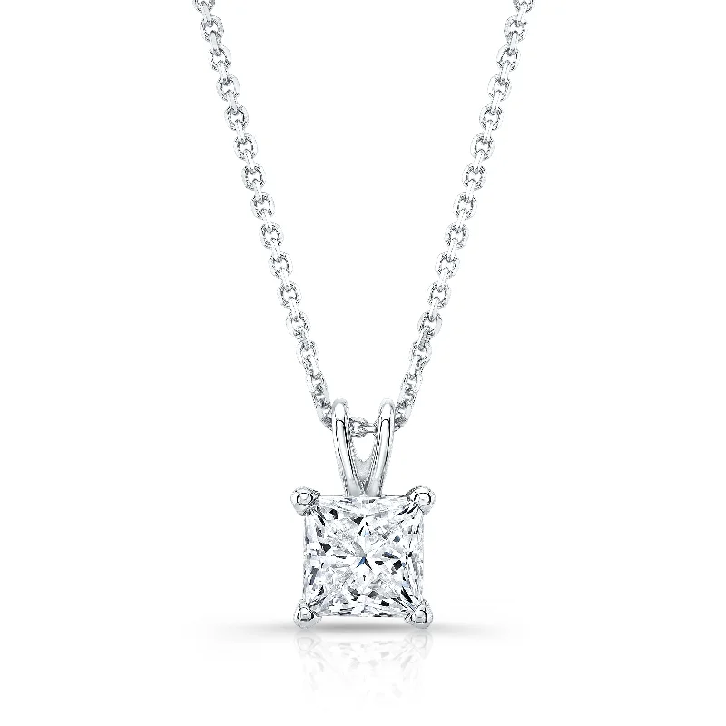 Discover Unique Jewelry With Special Limited-Time Offers Princess Diamond Solitaire Pendant In A 14k White Gold 4-prong Basket Setting, 0.75ct. T.w. (hi, Si1-si2) Discover Unique Jewelry With Special Limited-Time Offers Princess Diamond Solitaire Pendant In A 14k White Gold 4-prong Basket Setting, 0.75ct. T.w. (hi, Si1-si2)