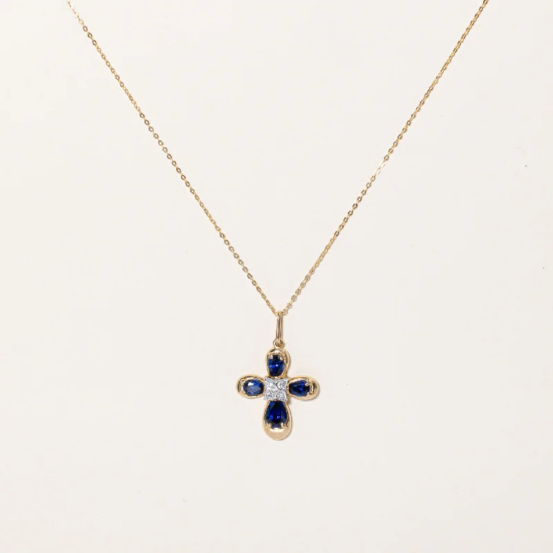 Get The Jewelry You Love At A Price You Love Synthetic Sapphire & Natural Diamond Pendant & Necklace | 0.13ctw | 18" | Get The Jewelry You Love At A Price You Love Synthetic Sapphire & Natural Diamond Pendant & Necklace | 0.13ctw | 18" |