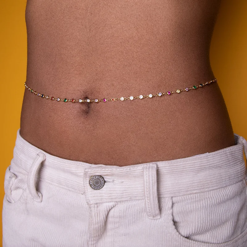 Versatile Layering Jewelry For Effortless Chic Rainbow Circle Belly Chain