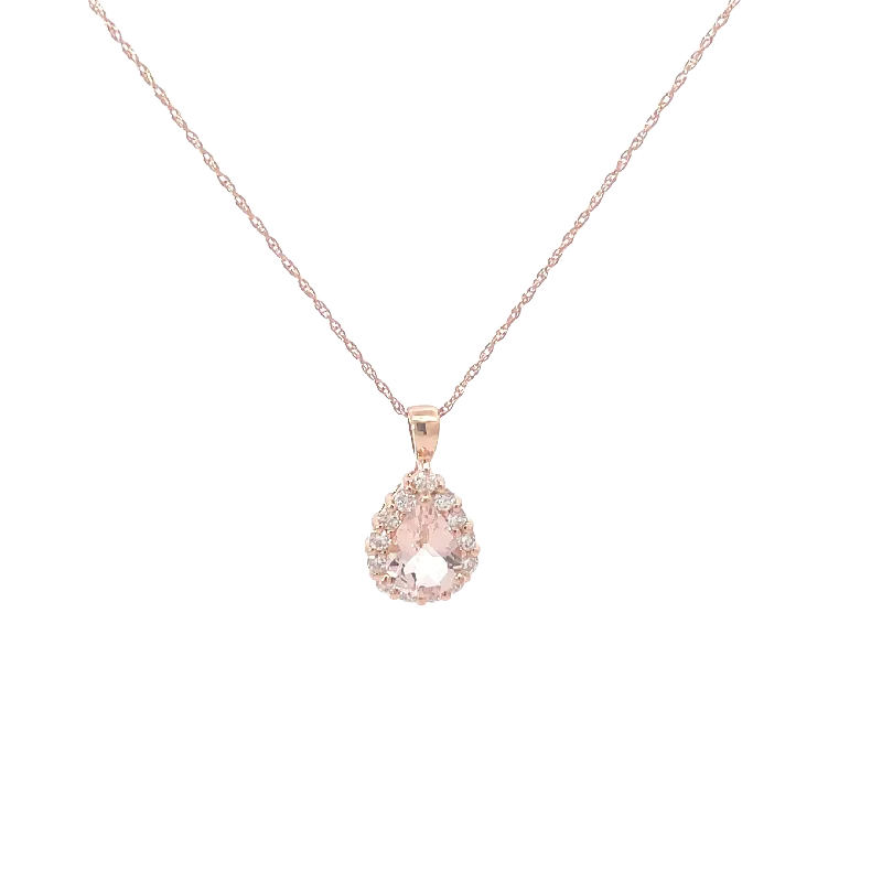 Premium Jewelry At Promotional Prices – Shine Today Rose Gold Diamond Morganite Halo Pendant Necklace Premium Jewelry At Promotional Prices – Shine Today Rose Gold Diamond Morganite Halo Pendant Necklace