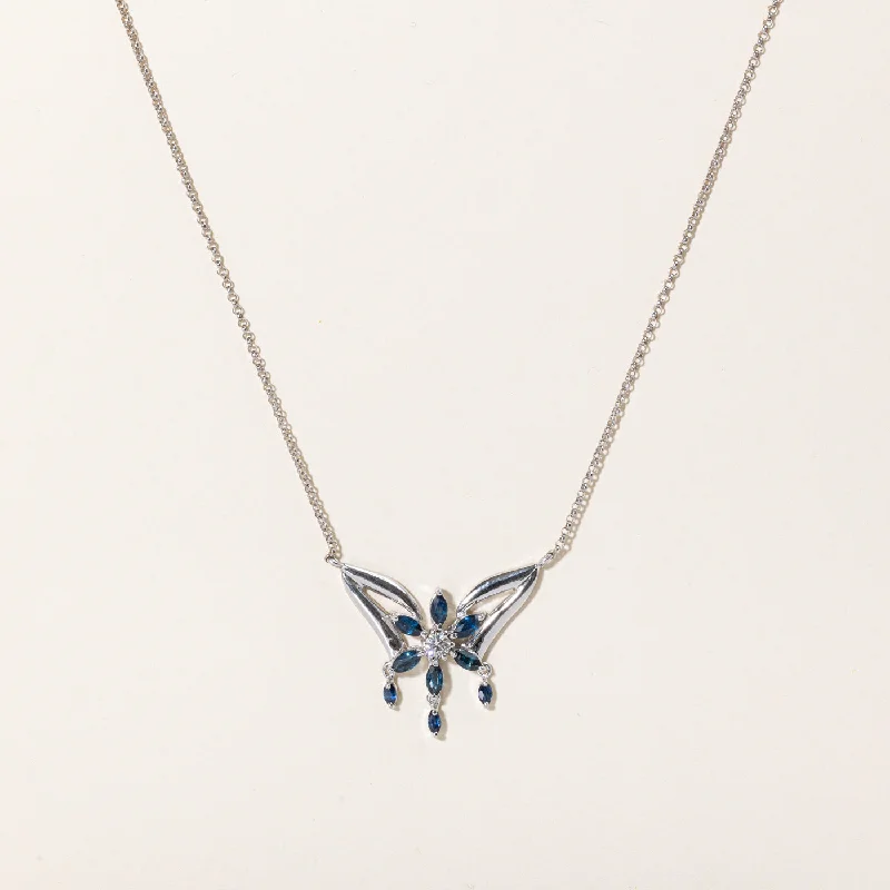 Sapphire & Diamond Pendant Necklace | 1.00ctw, 0.21ct | 18" |