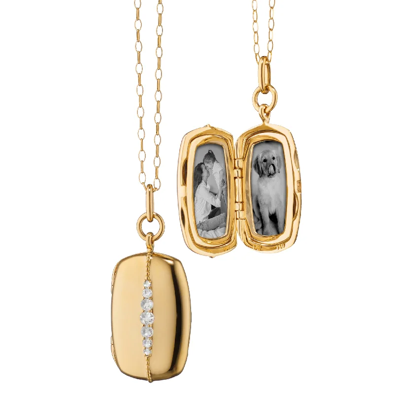 Handcrafted Beauty At Affordable Prices Slim Rectangle "Kate" 18K Gold Locket Necklace