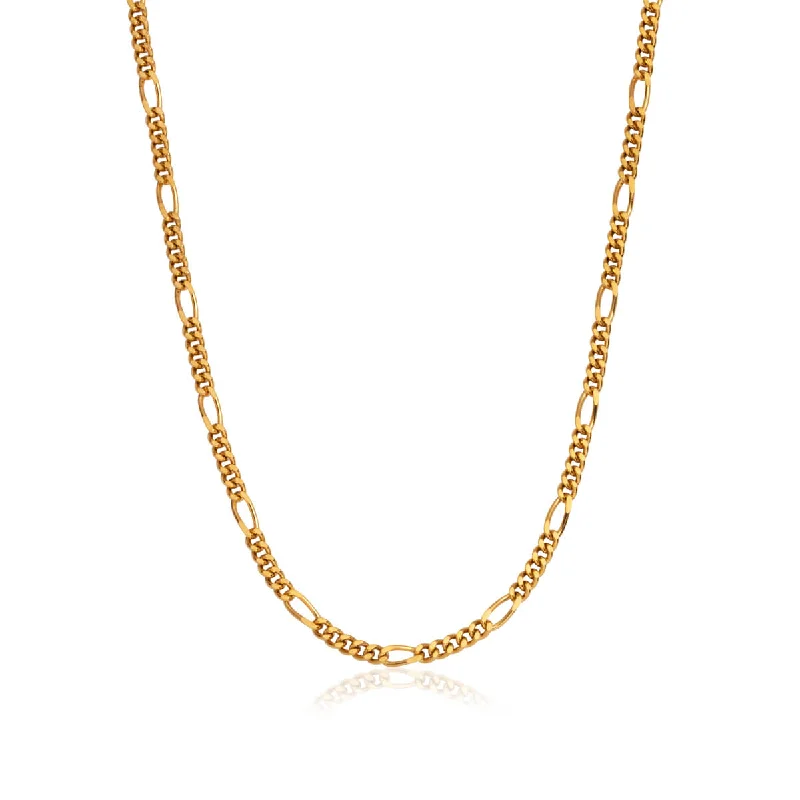 Small Figaro Chain Necklace (Gold)