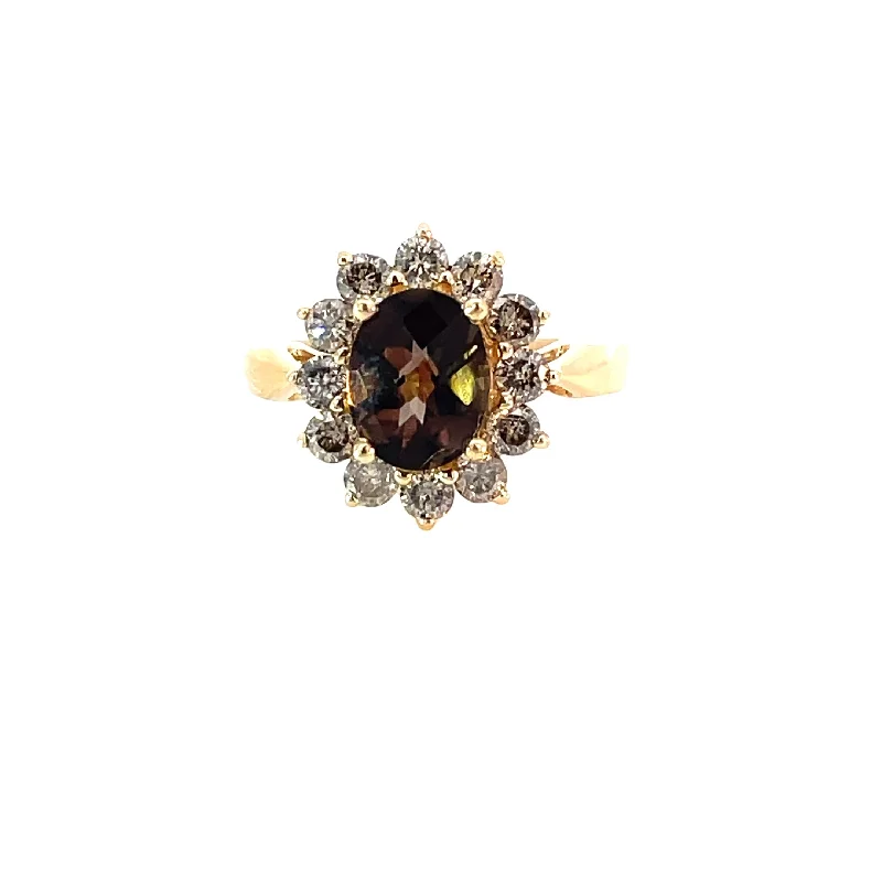 Exclusive Gemstone Jewelry Markdowns – Shop Now Smoky Quartz  Floral Halo Ring
