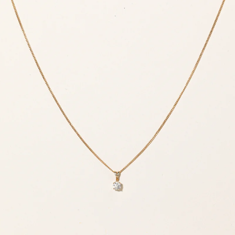 Modern Statement Jewelry For Bold Styling Solitaire Diamond Pendant Necklace | 0.22ct | 18"|