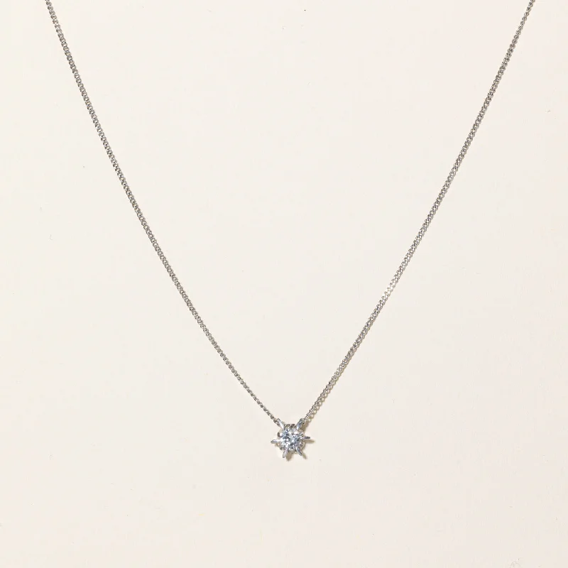 Solitaire Diamond Pendant Necklace | 0.36ct | 16"|