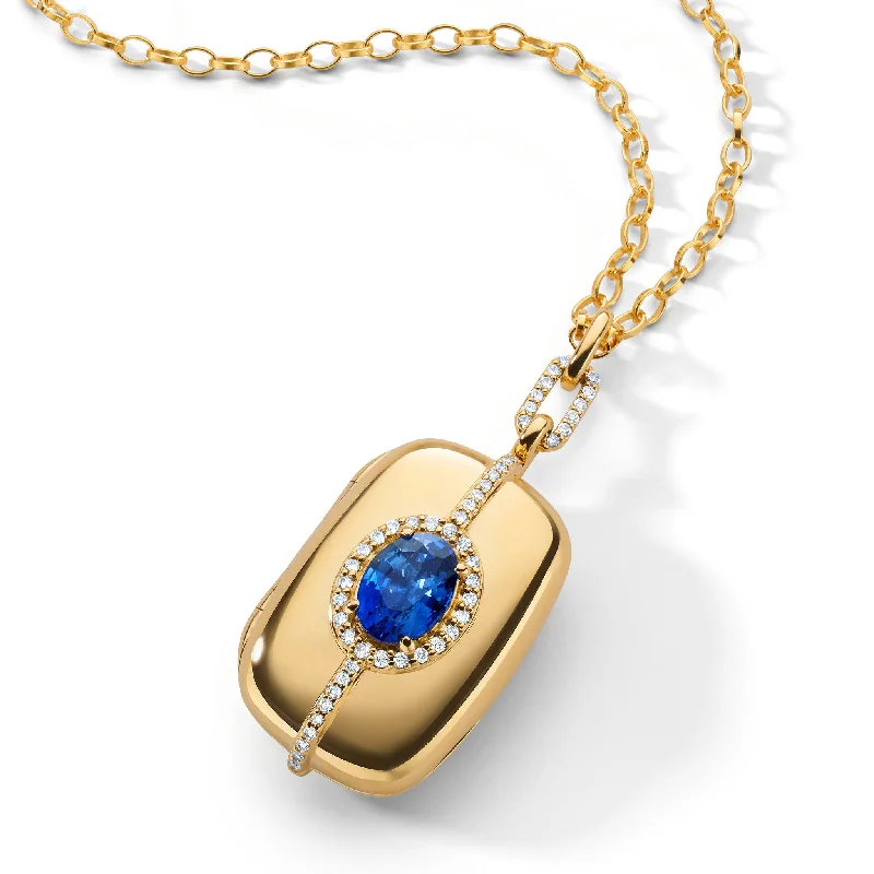 Chic And Stylish Jewelry At Exclusive Prices Special Edition Sapphire and Diamond Halo Locket