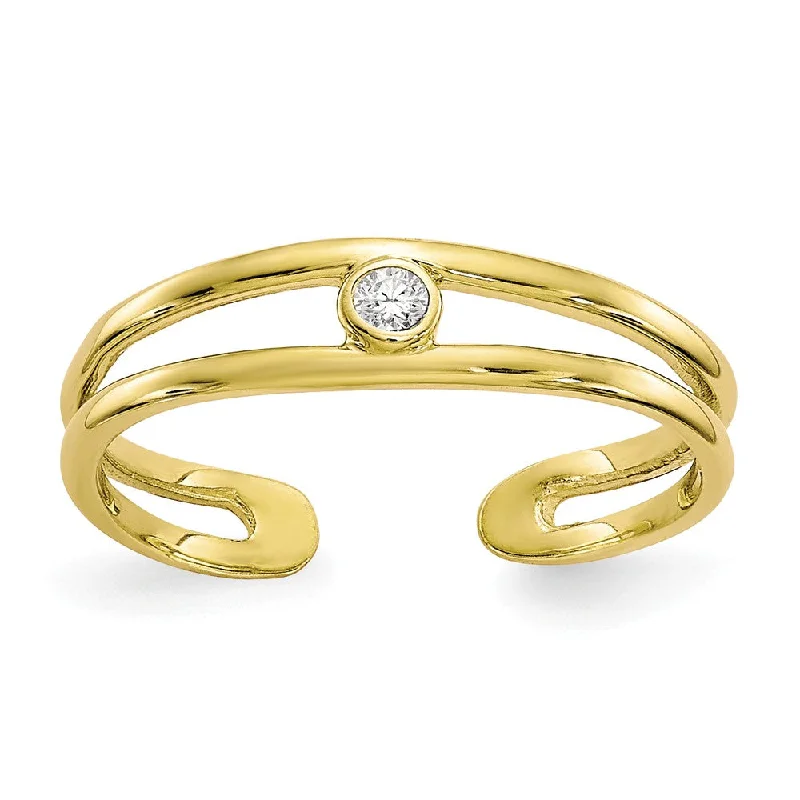 Personalized Jewelry At Special Discount Rates Split Shank Cubic Zirconia Toe Ring in 10K Yellow Gold Personalized Jewelry At Special Discount Rates Split Shank Cubic Zirconia Toe Ring in 10K Yellow Gold
