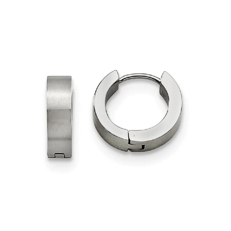 Discounted Jewelry For A Glamorous Look Stainless Steel Brushed Hinged Huggie Round Hoop Earrings, 4 x 14mm Discounted Jewelry For A Glamorous Look Stainless Steel Brushed Hinged Huggie Round Hoop Earrings, 4 x 14mm