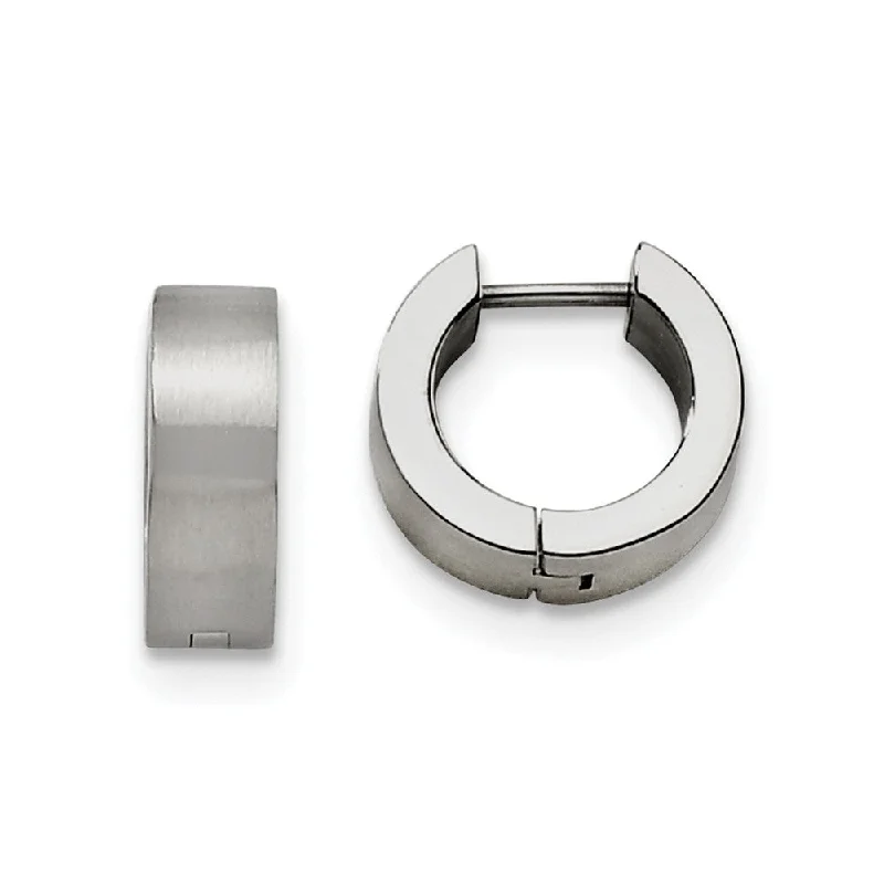 Fashion-Forward Jewelry At Incredible Prices Stainless Steel Brushed Hinged Huggie Round Hoop Earrings, 5.5 x 13mm Fashion-Forward Jewelry At Incredible Prices Stainless Steel Brushed Hinged Huggie Round Hoop Earrings, 5.5 x 13mm