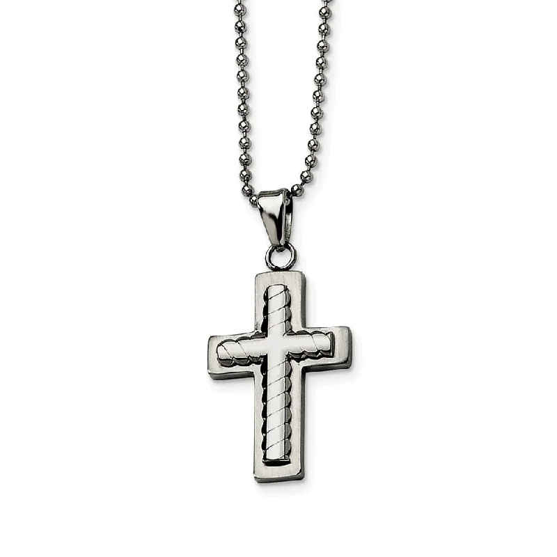 Stainless Steel Layered Cross Necklace - 24 Inch