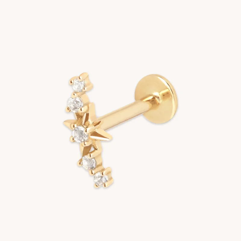 Trending Jewelry Now At Unbeatable Prices Star Curved Piercing Stud in Solid Gold