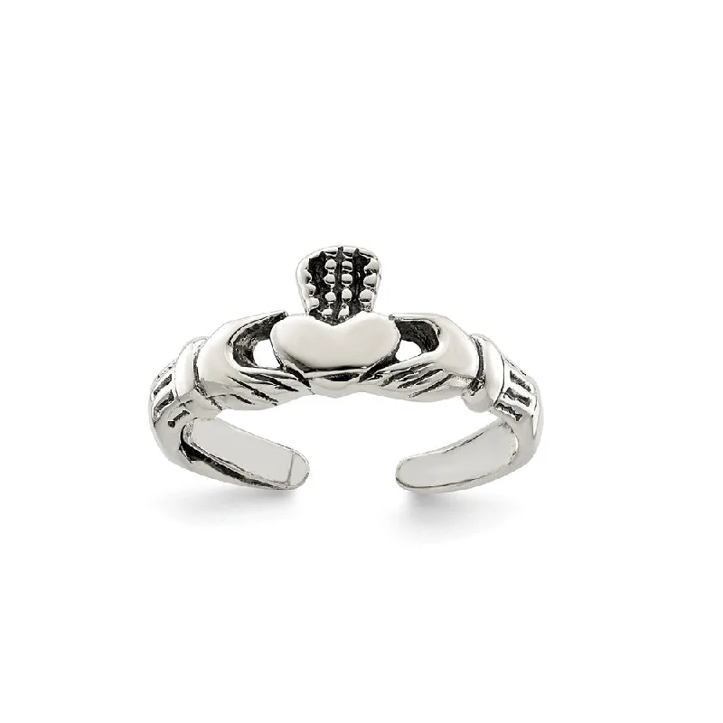 Unique Jewelry Designs Now At Discounted Rates Sterling Silver 7mm Antiqued Claddagh Tapered Toe Ring Unique Jewelry Designs Now At Discounted Rates Sterling Silver 7mm Antiqued Claddagh Tapered Toe Ring