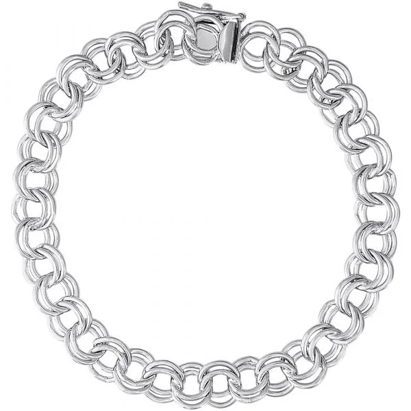 Premium Diamond Jewelry For Unforgettable Moments Sterling Silver Double Link Charm Bracelet 7" Premium Diamond Jewelry For Unforgettable Moments Sterling Silver Double Link Charm Bracelet 7"