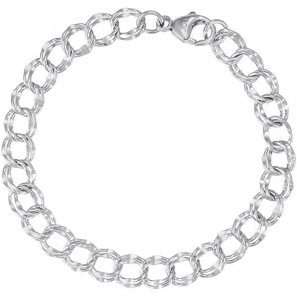 Luxury Handcrafted Jewelry For Elegant Looks Sterling Silver Large Double Link Charm Bracelet Luxury Handcrafted Jewelry For Elegant Looks Sterling Silver Large Double Link Charm Bracelet