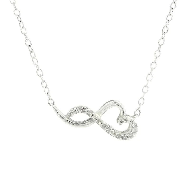 Sterling Silver Natural Diamonds Heart Necklace