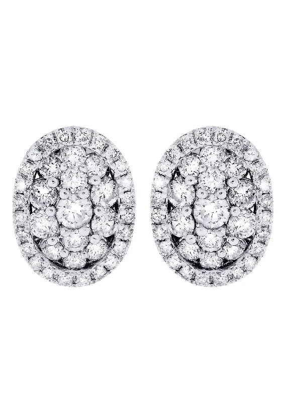 Stud Diamond Earrings For Men Illusion Set | 14K White Gold | 0.99 Carats