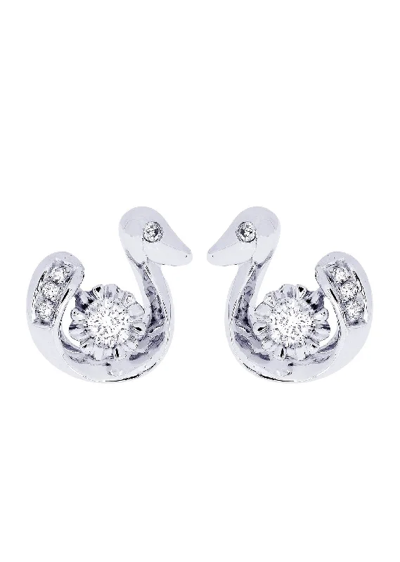 Elegant Jewelry At Unbeatable Offers – Shop Before It's Gone Swan Diamond Stud Earrings For Men | 14K White Gold | 0.28 Carats Elegant Jewelry At Unbeatable Offers – Shop Before It's Gone Swan Diamond Stud Earrings For Men | 14K White Gold | 0.28 Carats