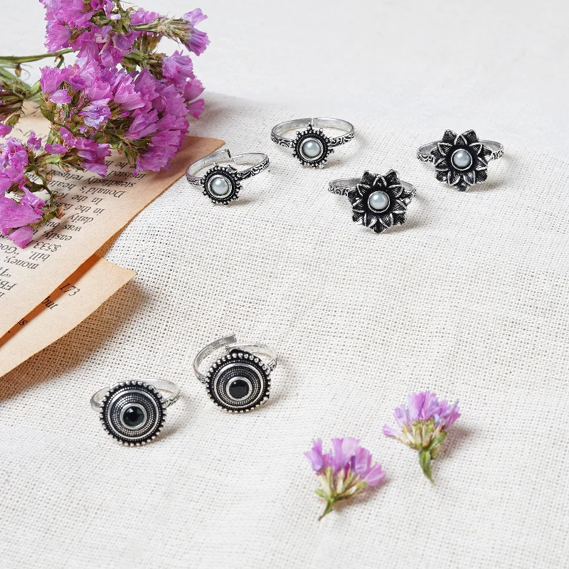 Luxury Handcrafted Jewelry For Elegant Looks Teejh Aindri Set of 3 Silver Toe Rings Luxury Handcrafted Jewelry For Elegant Looks Teejh Aindri Set of 3 Silver Toe Rings