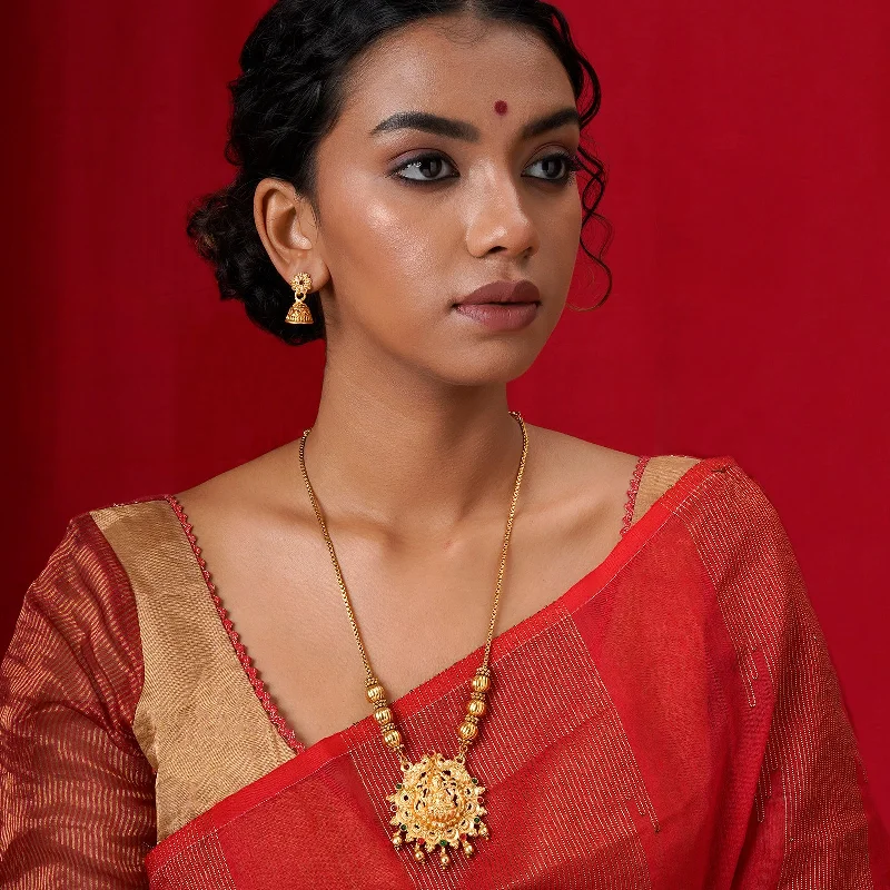 Teejh Debdeepa Gold Red And Green Necklace Set