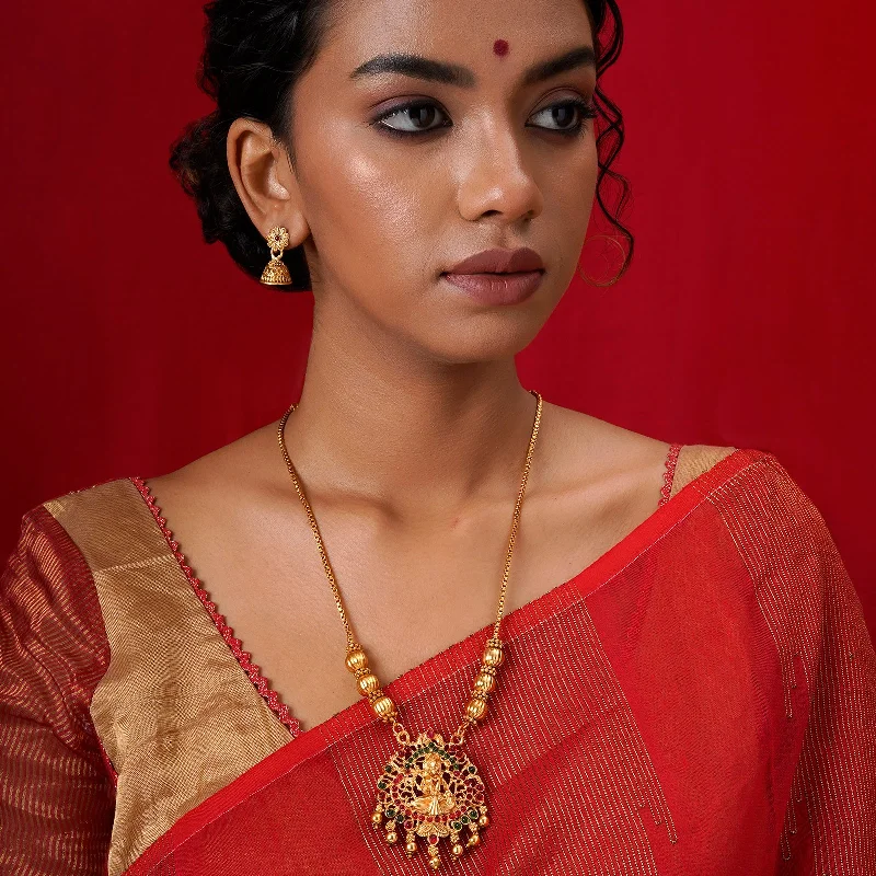 Teejh Kalida Gold Red And Green Necklace Set