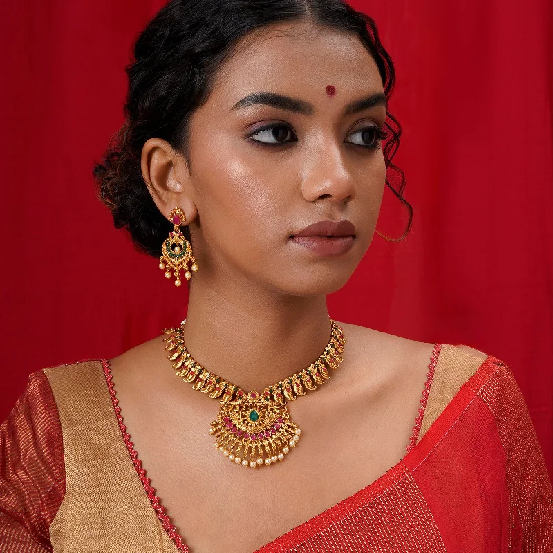 Timeless Jewelry, Timeless Savings – Don't Wait Teejh Meghana Gold Red And Green Necklace Set Timeless Jewelry, Timeless Savings – Don't Wait Teejh Meghana Gold Red And Green Necklace Set