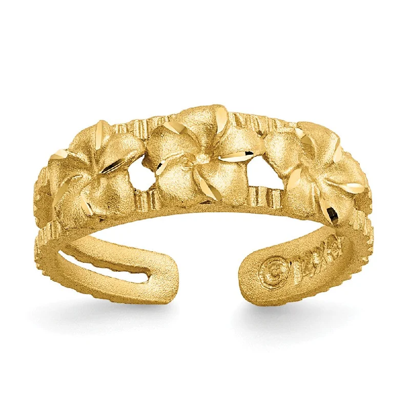 Timeless Jewelry, Timeless Savings – Don't Wait Tropical Plumeria Toe Ring in 14 Karat Gold Timeless Jewelry, Timeless Savings – Don't Wait Tropical Plumeria Toe Ring in 14 Karat Gold