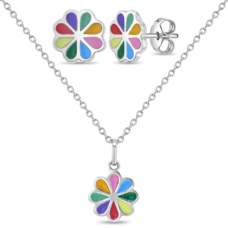 Exclusive Gemstone Jewelry At Special Prices Vibrant Floral Kids / Children's / Girls Jewelry Set - Sterling Silver Exclusive Gemstone Jewelry At Special Prices Vibrant Floral Kids / Children's / Girls Jewelry Set - Sterling Silver