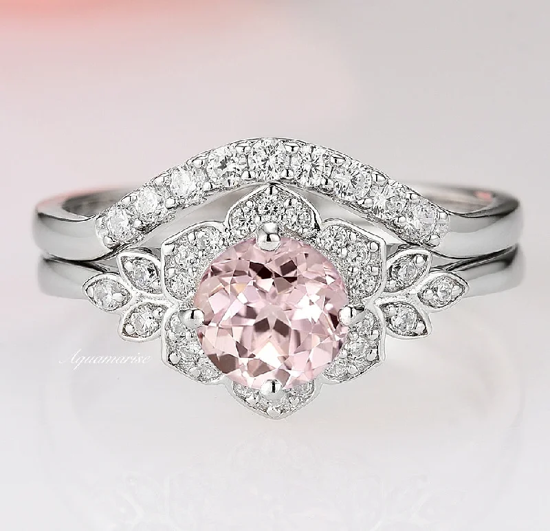 Get Ready To Sparkle – Special Jewelry Discounts Jasmine Morganite Ring Set- Sterling Silver Get Ready To Sparkle – Special Jewelry Discounts Jasmine Morganite Ring Set- Sterling Silver