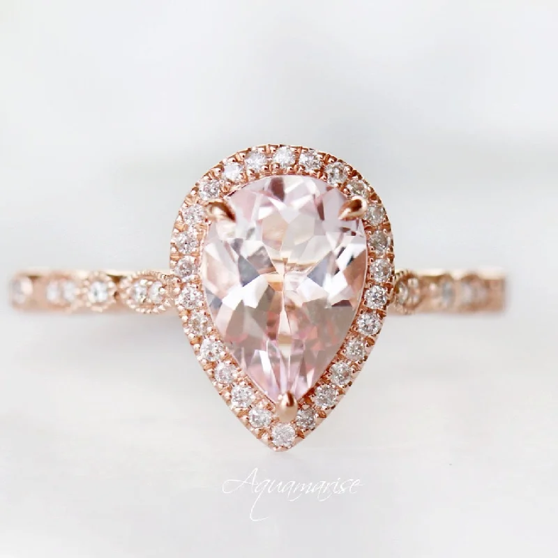 Trending Jewelry Now Available At Exclusive Prices Luxe Teardrop Morganite Ring- 14K Rose Gold Vermeil Trending Jewelry Now Available At Exclusive Prices Luxe Teardrop Morganite Ring- 14K Rose Gold Vermeil