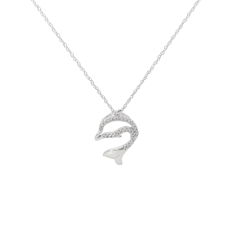 Affordable Glamour – Premium Jewelry For Less White Gold Diamond Dolphin Necklace