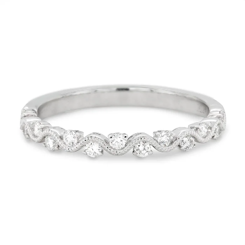 Shop Fine Jewelry With Amazing Deals WHITE GOLD DIAMOND WEDDING BAND WITH MILGRAIN DETAILING, .21 CT TW Shop Fine Jewelry With Amazing Deals WHITE GOLD DIAMOND WEDDING BAND WITH MILGRAIN DETAILING, .21 CT TW