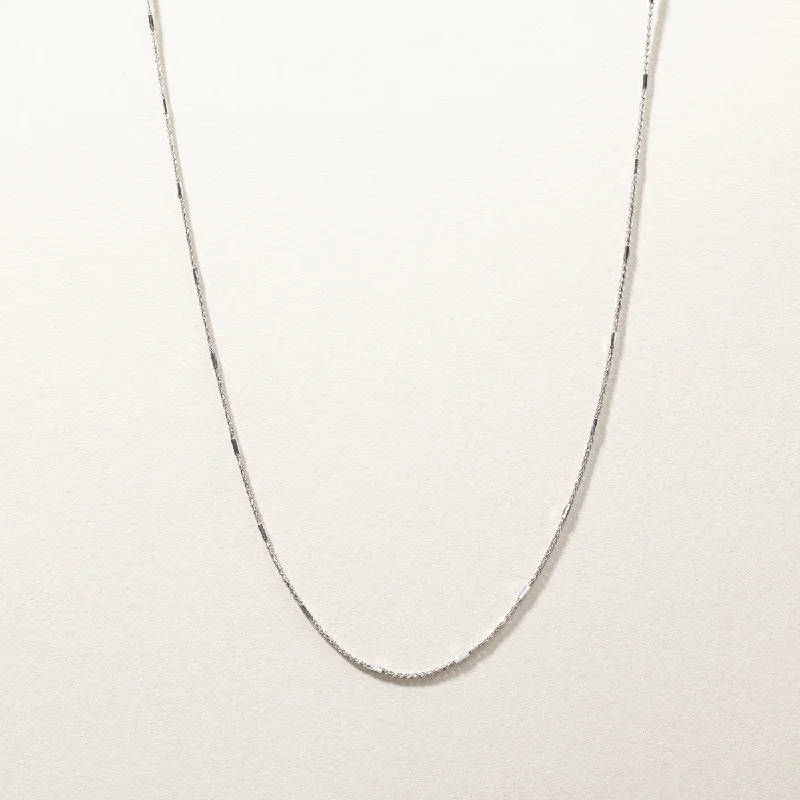 Last Chance To Shop High-End Jewelry At Markdown Prices White Gold Bar Link Chain | 17"| Last Chance To Shop High-End Jewelry At Markdown Prices White Gold Bar Link Chain | 17"|
