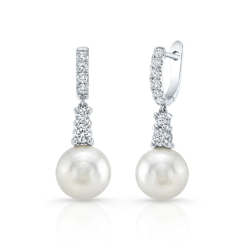 Shop Fine Jewelry With Amazing Deals White Pearl And Diamond Dangle Earrings With Prong-set Tops And Hinged Post Backs In 14k White Gold (8.0-8.5mm) (si) Shop Fine Jewelry With Amazing Deals White Pearl And Diamond Dangle Earrings With Prong-set Tops And Hinged Post Backs In 14k White Gold (8.0-8.5mm) (si)