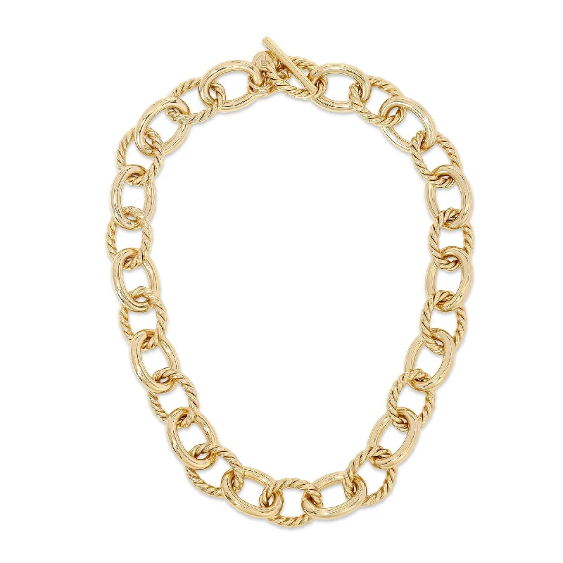 Romantic Heart-Shaped Jewelry For Special Gifts Xl Alternating Twisted Link Toggle Necklace