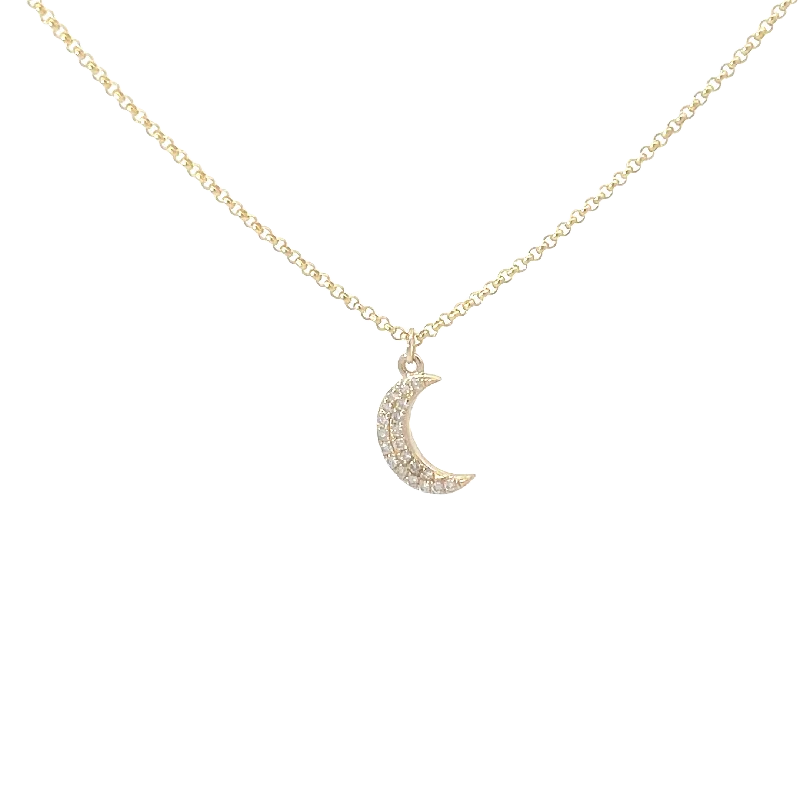 High-End Sparkle, Low-End Prices – Shop Now Yellow Gold Diamond Moon Necklace