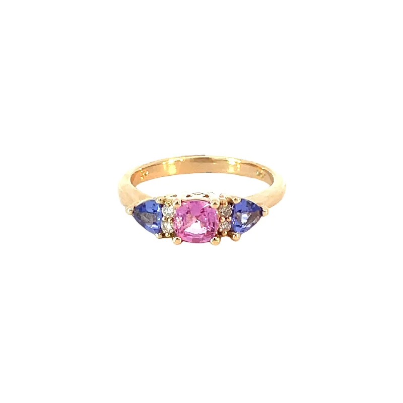Premium Diamond Jewelry At Once-In-A-Lifetime Discounts Yellow Gold Pink Sapphire Tanzanite Ring Premium Diamond Jewelry At Once-In-A-Lifetime Discounts Yellow Gold Pink Sapphire Tanzanite Ring