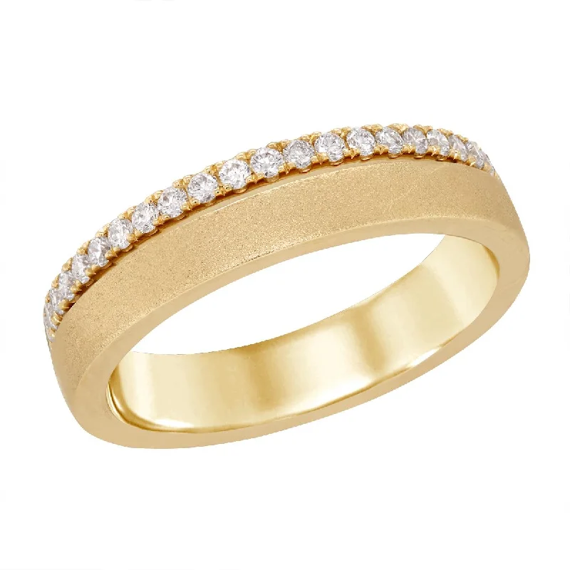 Stunning Jewelry At Even More Stunning Prices YELLOW GOLD WEDDING BAND WITH BRUSHED FINISH AND DIAMONDS, .25 CT TW Stunning Jewelry At Even More Stunning Prices YELLOW GOLD WEDDING BAND WITH BRUSHED FINISH AND DIAMONDS, .25 CT TW